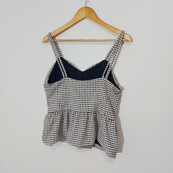 Chelsea28 Gingham Peplum Tank White and Navy - Picture 2 of 13